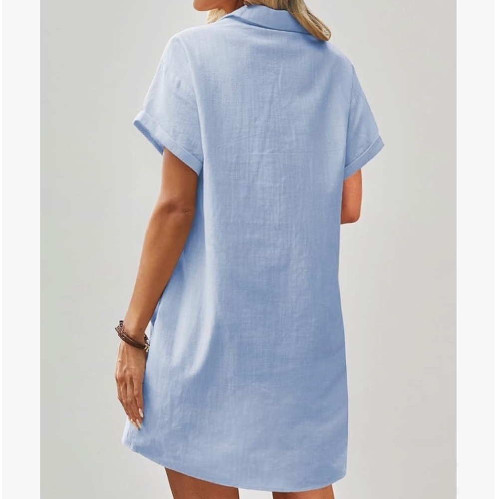 Zeagoo Womens Cotton Shirt Dress Summer Casual Short Sleeve Blue Size Small NWT - Picture 3 of 9